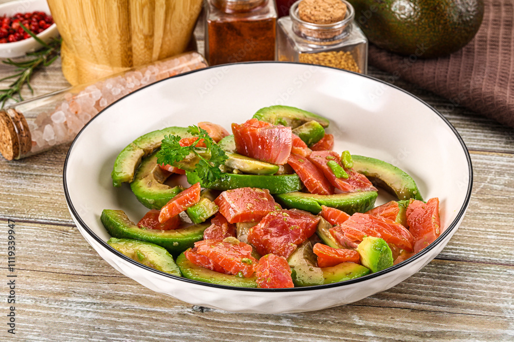 Salad with avocado and salmon Salad with avocado and salmon