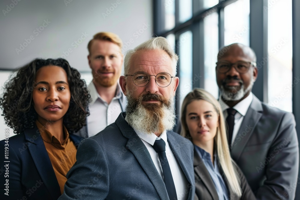 Portrait of a group of diverse business people standing together in an office Portrait of a group of diverse business people standing together in an office