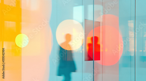Colorful Reflections and Silhouettes in a Modern Urban Environment During Daylight Hours