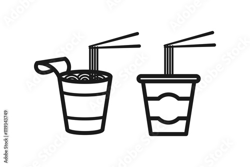 cup ramen and instant noodle line icon