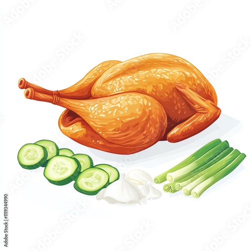 Roasted chicken with fresh veggies on plate