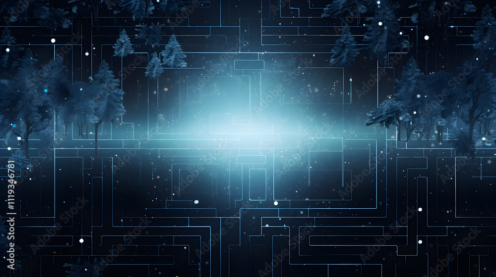 Fototapeta premium Cyber winter background, copy space for text