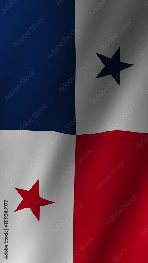 Vertical Flag of Panama waving animation, Panama Flag footage video waving in wind Vertical Flag of Panama waving animation, Panama Flag footage video waving in wind