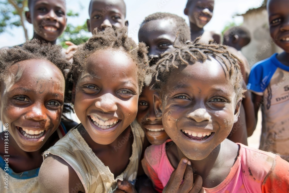 Unidentified Togolese little girl smiles. Togo children suffer of poverty due to the bad economy. Unidentified Togolese little girl smiles. Togo children suffer of poverty due to the bad economy.