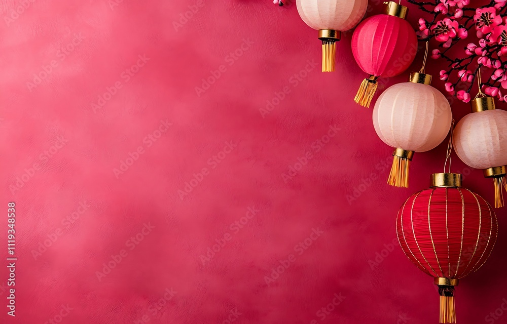 Colorful paper lanterns hang against a pink background, adding a festive and vibrant touch to any celebration or decoration. Colorful paper lanterns hang against a pink background, adding a festive and vibrant touch to any celebration or decoration.