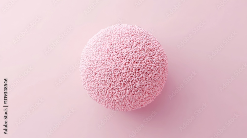 Pink textured sphere on pink background. (2)