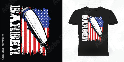 American Flag Funny Barbershop Retro Vintage Barber T-shirt Design