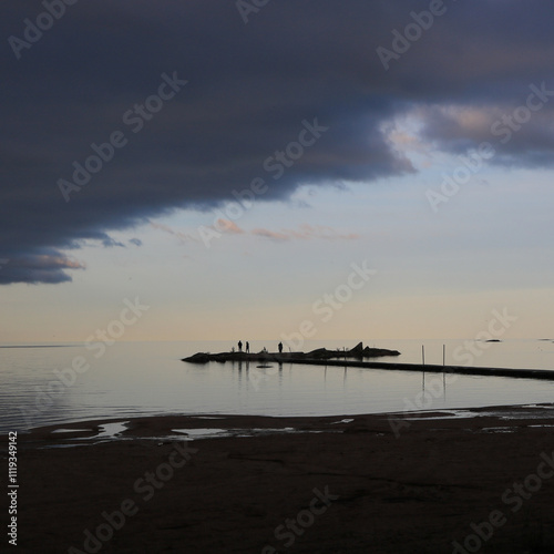 Evening scene at Lake Vanern, Vita Sandar, Mellerud, Sweden. photo