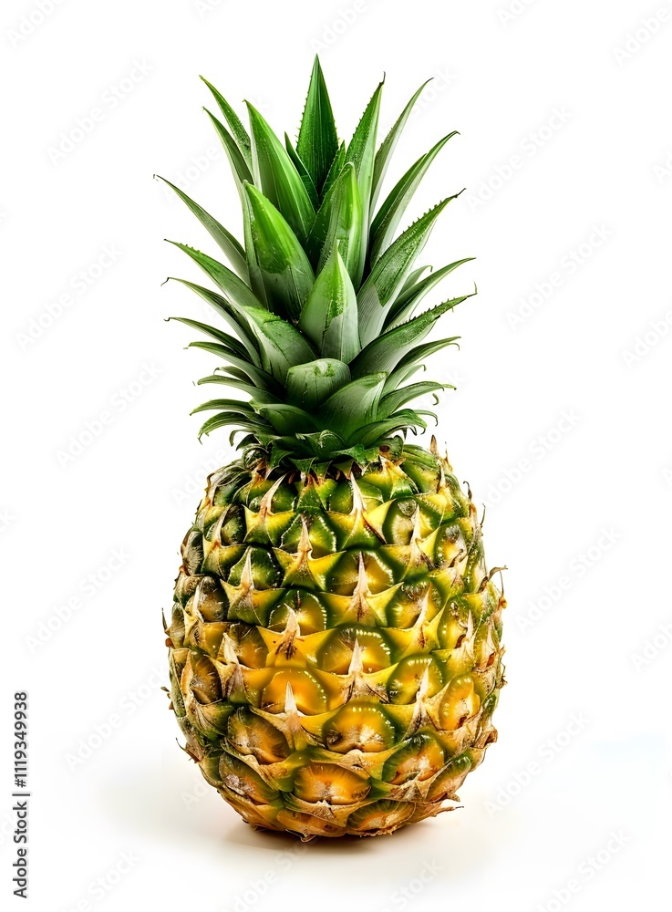 Fototapeta premium Pineapple tropical fruit white background fresh juicy healthy ripe summer food 
