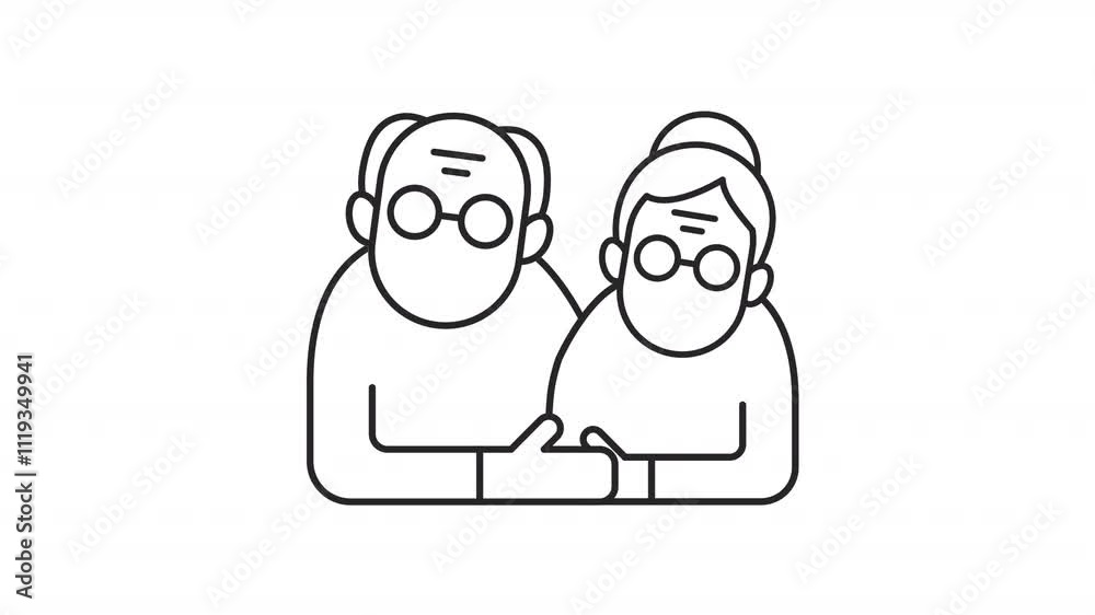 Animation Drawings Partner Elderly couple line animation. Senior lovers animated icon. Shaking ...