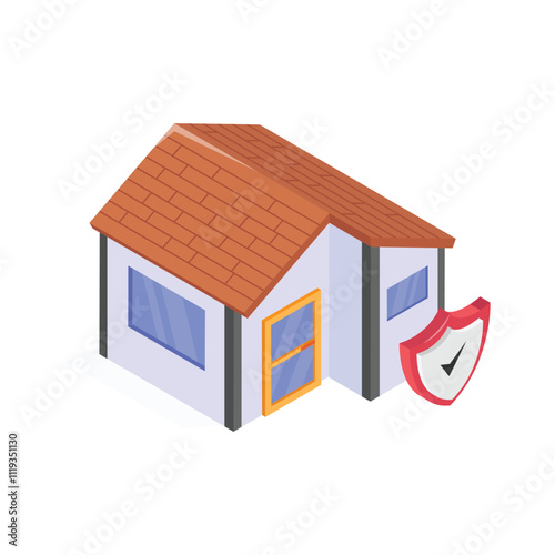 Home with protection shield and check mark, home insurance vector design