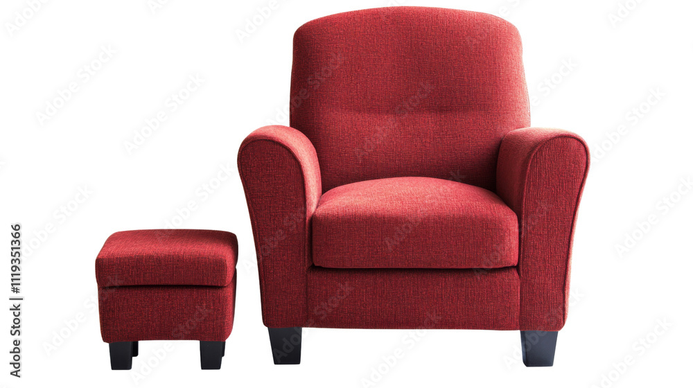 Armchair and small chair for legs Armchair and small chair for legs