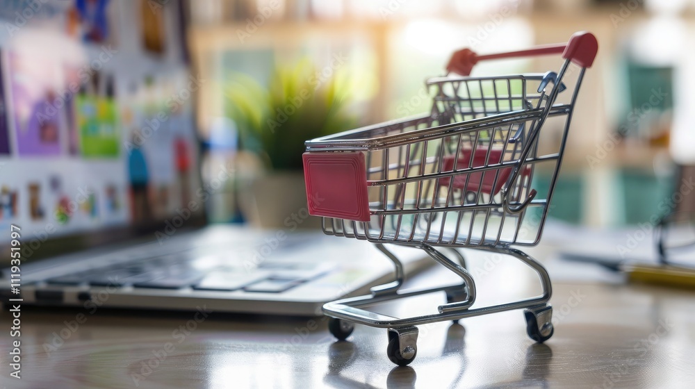A digital screen on a desk showing a successful e-commerce sales dashboard with a sharp upward trend