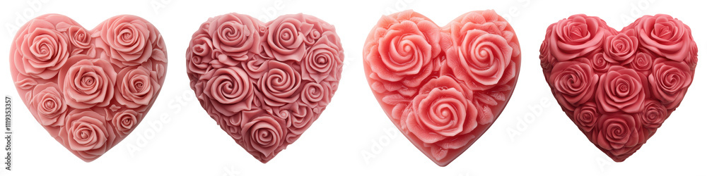 valentine heart gift. Intricate heart shaped candles with rose patterns transparent background valentine heart gift. Intricate heart shaped candles with rose patterns transparent background