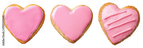 valentine heart gift. Heart shaped cookies with pink icing transparent background