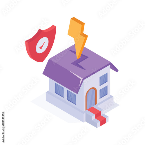 A house with a lightning bolt and shield showing natural disaster insurance