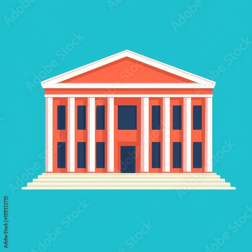Digital Illustration of Government Services Building for Tax Submission System