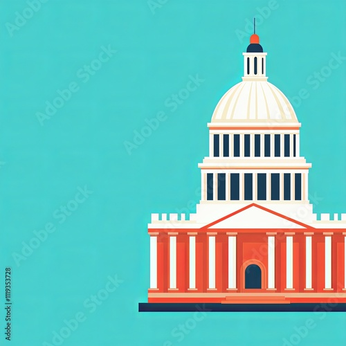 Digital Illustration of Government Building for Tax Submission Concept