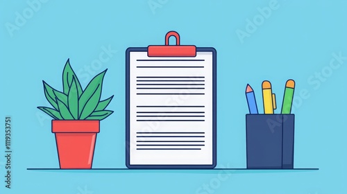 Organized Tax Submission Documents with Plant and Stationery Items