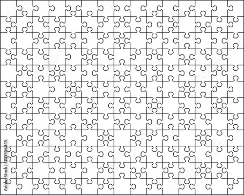 Illustration of big white puzzle, separate parts	