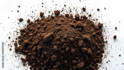 isolated, soil, powder, brown, pile, dir photo