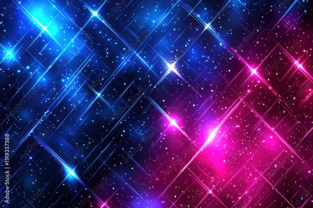 Obraz premium Colorful Abstract Background with Glowing Stars and Sparkles
