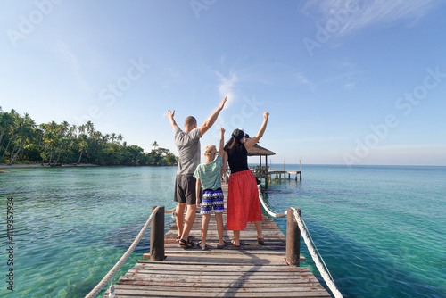 family travelling in Koh Kood island, Thailand photo