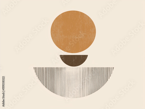 Minimalist abstract composition with geometric shapes and textured lines.