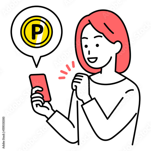 Wallpaper Mural スマートフォンでポイ活をするカジュアルな女性 Torontodigital.ca