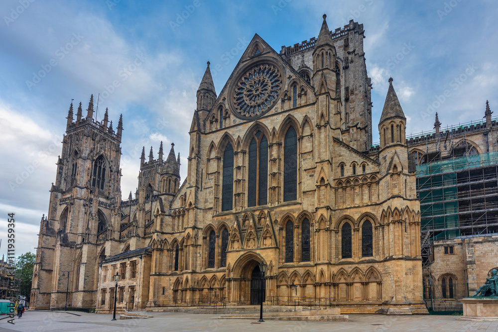 Beautiful architecture of York Minster cathedral at cloudy day, York, England, UK. Beautiful architecture of York Minster cathedral at cloudy day, York, England, UK.