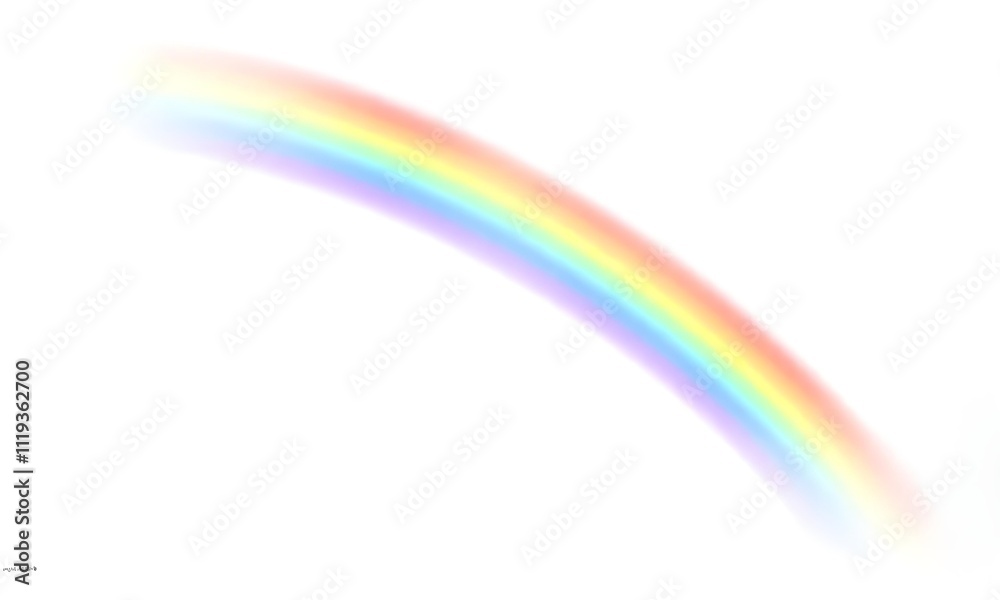 Classic rainbow curve featuring vivid hues against blank white background Classic rainbow curve featuring vivid hues against blank white background