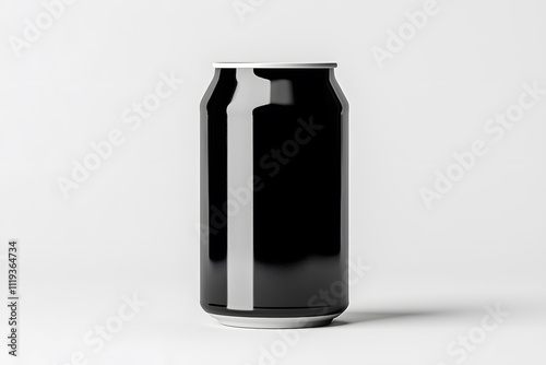 Aluminum black can mockup isolated on white background