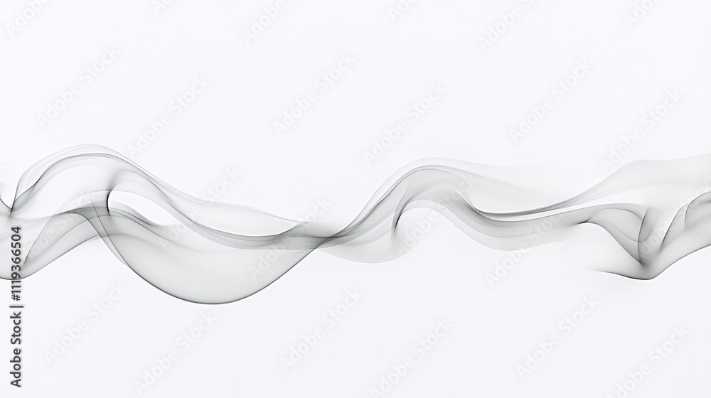 Abstract grayscale image of flowing smoke waves on white background. Generative ai Abstract grayscale image of flowing smoke waves on white background. Generative ai