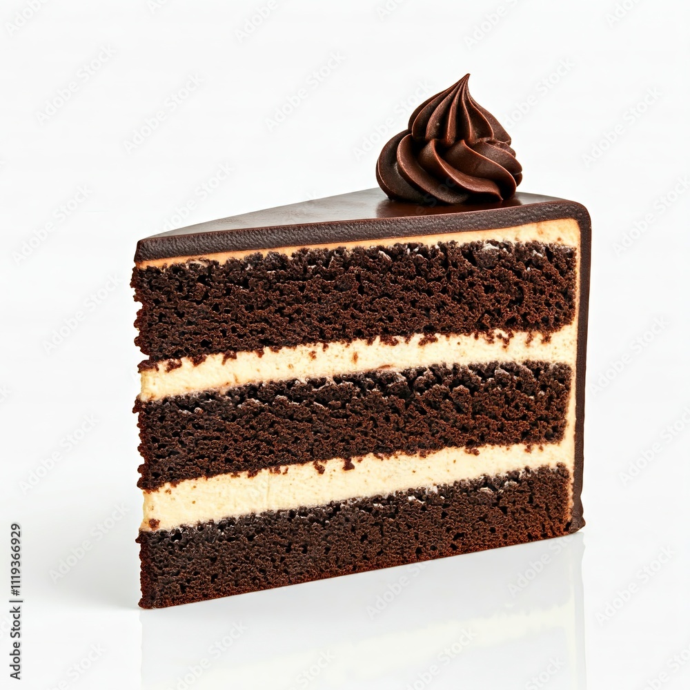 a slice of chocolate cake on a white background a slice of chocolate cake on a white background