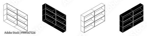 shelf silhouette vector in isometric style