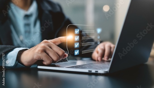 businessman typing on laptop