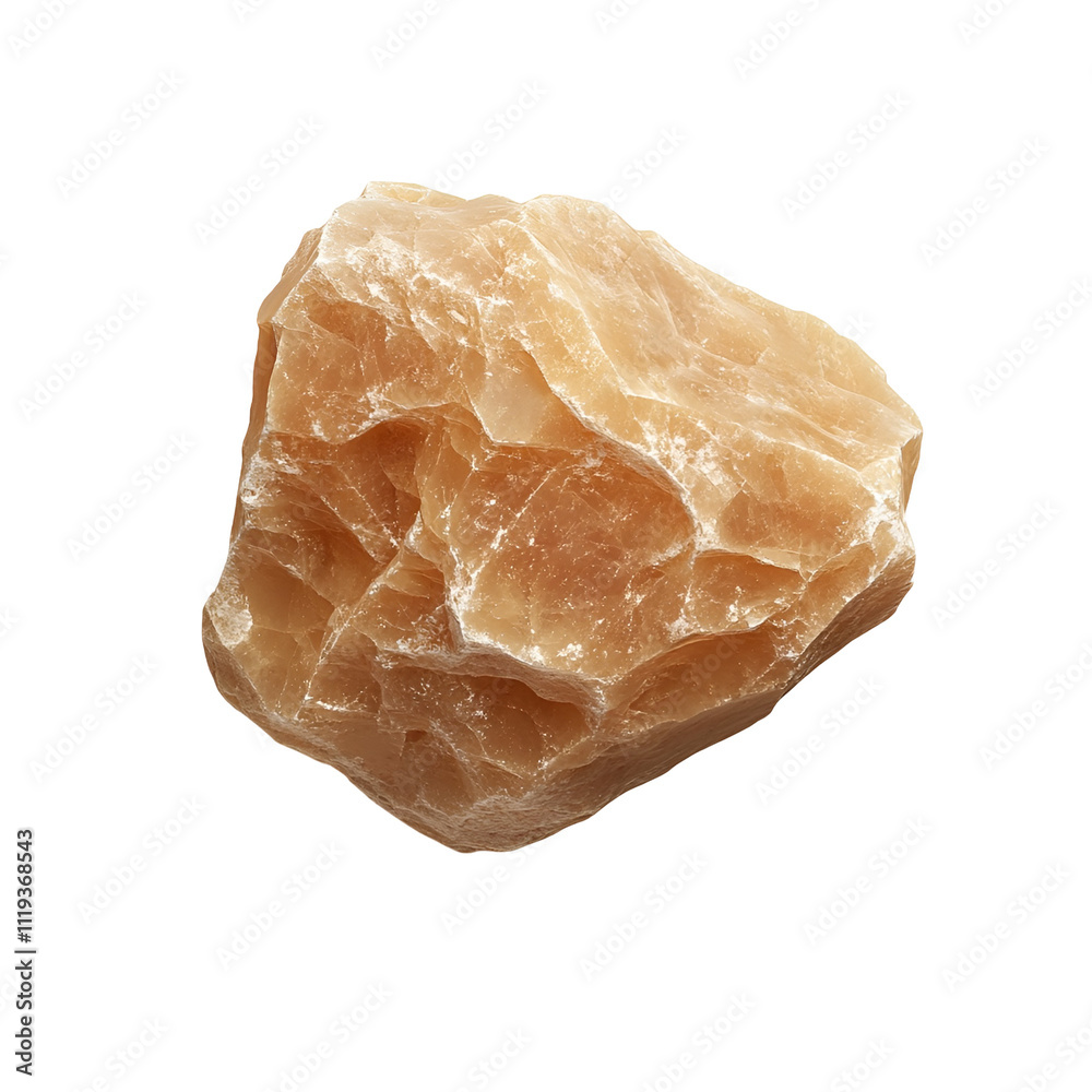 Top view of a hyperrealistic single calcite rock in an irregular shape isolated on a white transparent background Top view of a hyperrealistic single calcite rock in an irregular shape isolated on a white transparent background