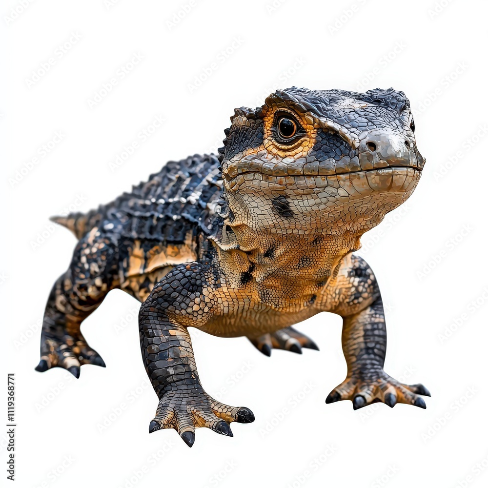 Obraz premium Alocodon dinosaur, triassic period, mesozoic era, cretaceous period, jurassic period, isolated on white background