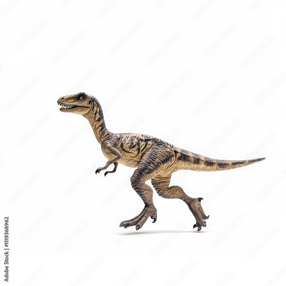 Velociraptor dinosaur, triassic period, mesozoic era, cretaceous period, jurassic period, isolated on white background Velociraptor dinosaur, triassic period, mesozoic era, cretaceous period, jurassic period, isolated on white background