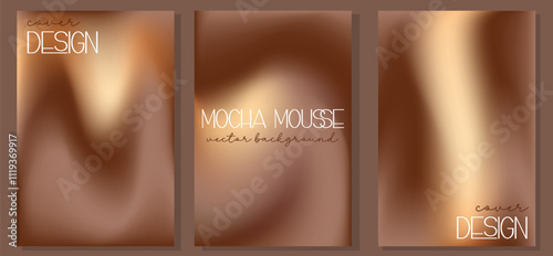 Set of gradient background in mocha mousse colors. Color of the Year concept. Great for creative needs, design concepts, wallpapers, web. Blurred background