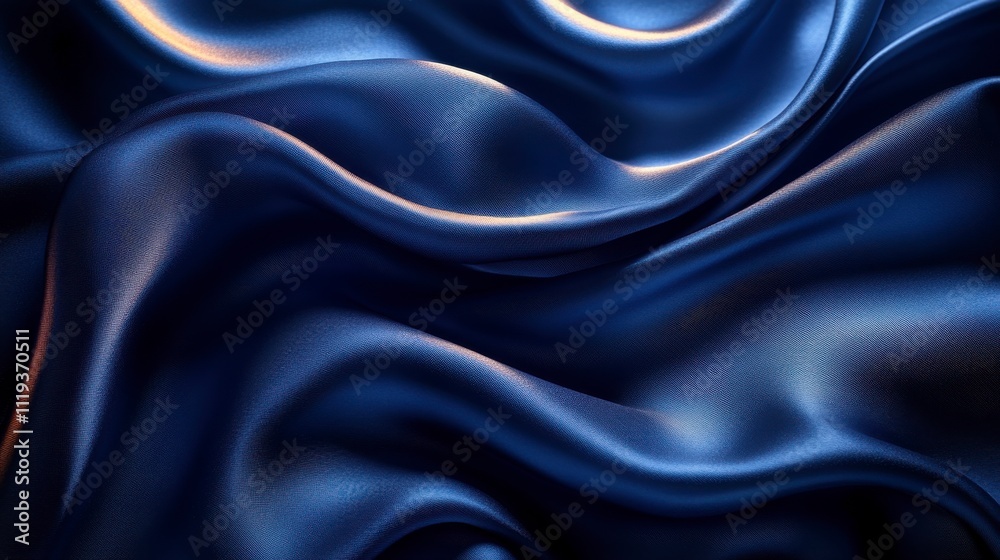 Obraz premium Stunning Deep Blue Silk Fabric Texture: A Luxurious Close-up