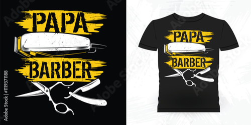 Papa Barber Funny Father's Day Barbershop Retro Vintage Barber T-shirt Design