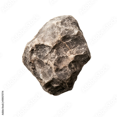 Top view of a hyperrealistic single staurolite rock in an irregular shape isolated on a white transparent background photo