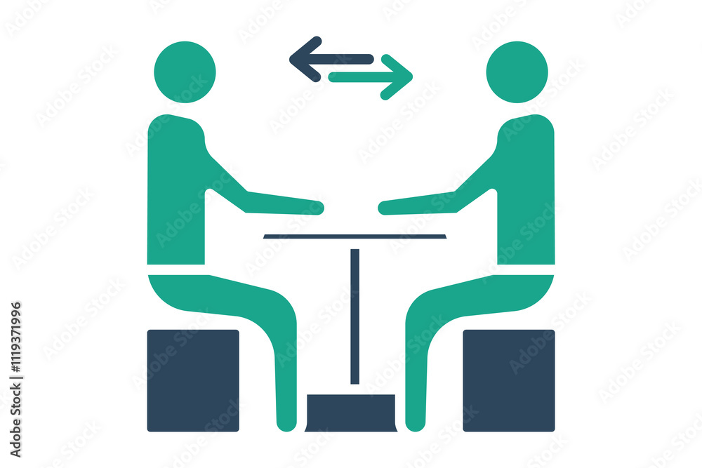Negotiation icon. solid icon style. people around table. icon related to procurement. procurement management elements vector illustration Negotiation icon. solid icon style. people around table. icon related to procurement. procurement management elements vector illustration