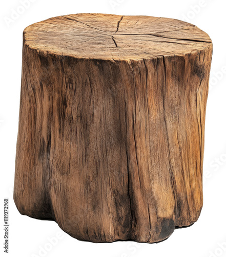 Rustic wooden tree stump with natural texture