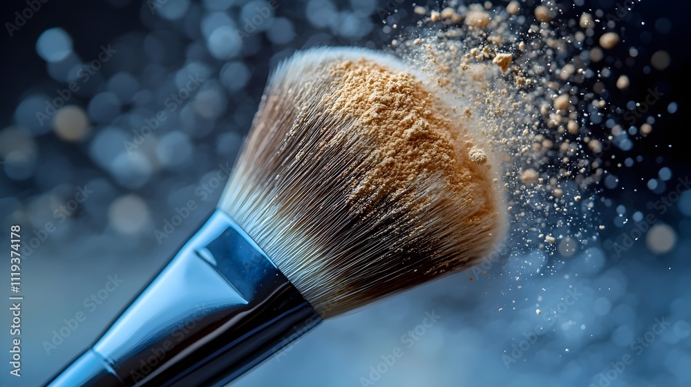 A makeup brush with powder on it
