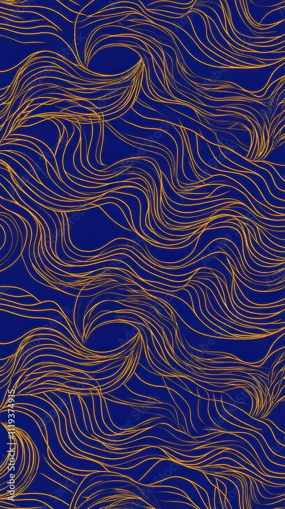 Fototapeta premium Abstract Gold Lines on a Deep Blue Background