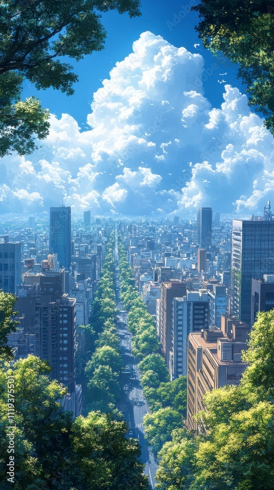 Obraz premium A Breathtaking Aerial View of a Lush Urban Landscape