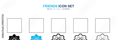 Friends icon collection in black and blue colors