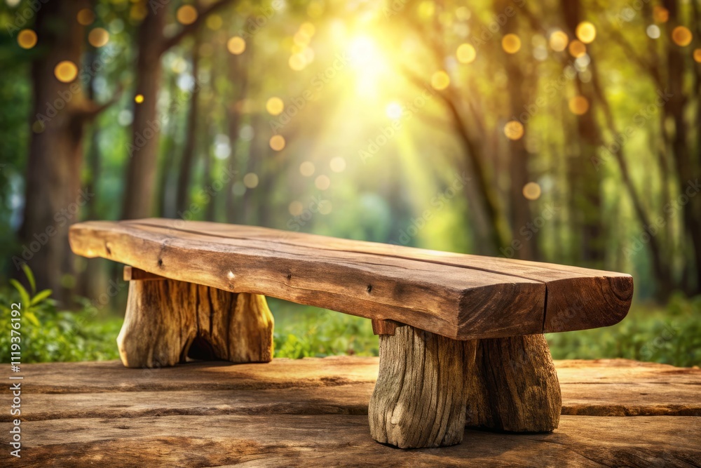 Rustic Wooden Bench Crafted from Natural Tree Trunks with Unique Grain Patterns on Transparent Background for Home Decor, Garden Furniture, and Interior Design Projects Rustic Wooden Bench Crafted from Natural Tree Trunks with Unique Grain Patterns on Transparent Background for Home Decor, Garden Furniture, and Interior Design Projects